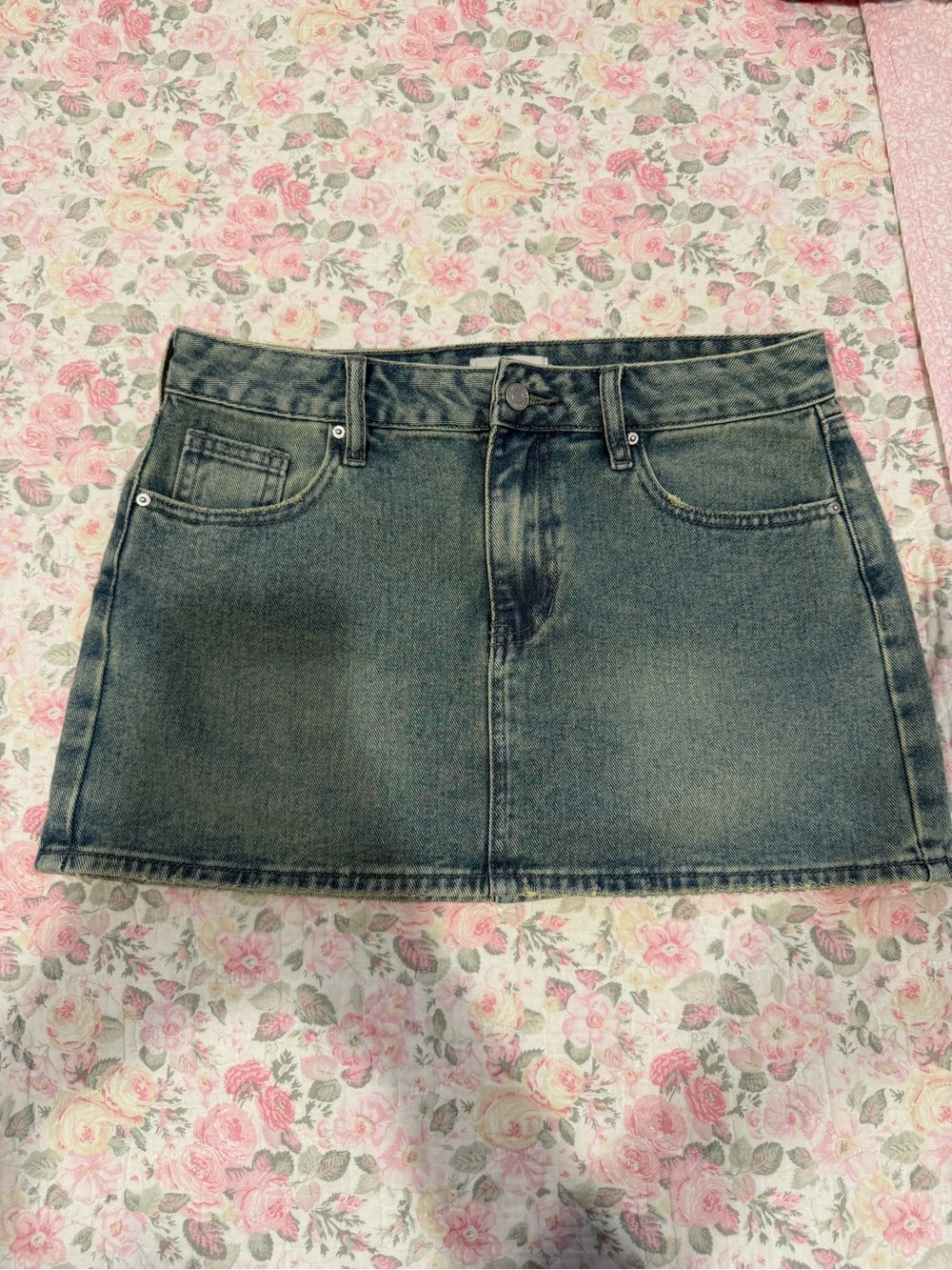 PacSun Washed Blue Denim Mini Skirt